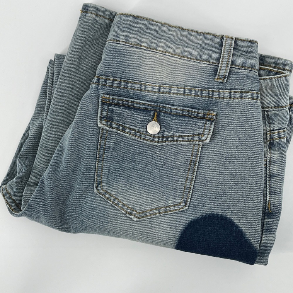 Unbranded Womens Wide Leg Jeans Light Wash Dark Wash Heart Distressed Size L